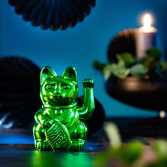 Lucky Cat Shiny Green - Winkekatze "Besinnlichkeit" 15 cm