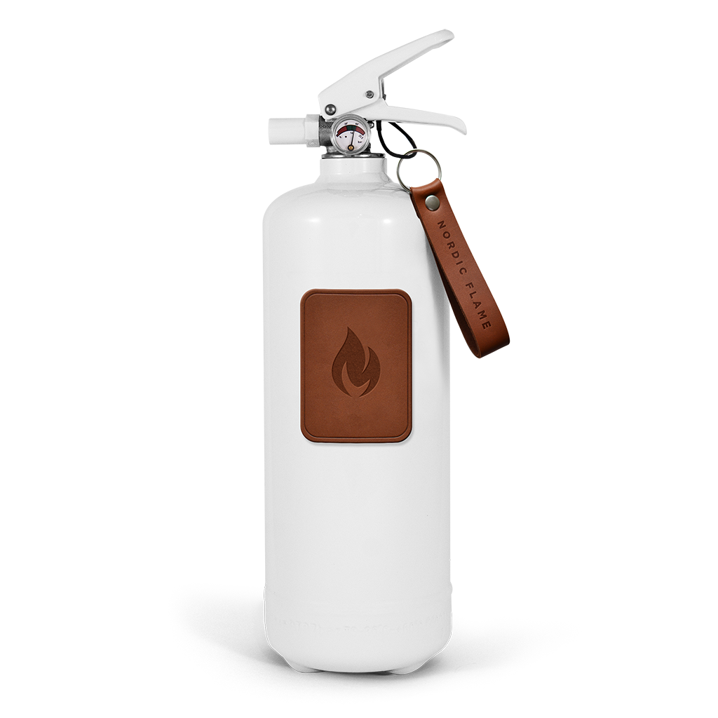 Nordic Flame Feuerlöscher 2 kg Weiß -  Dunkelbraunes Leder