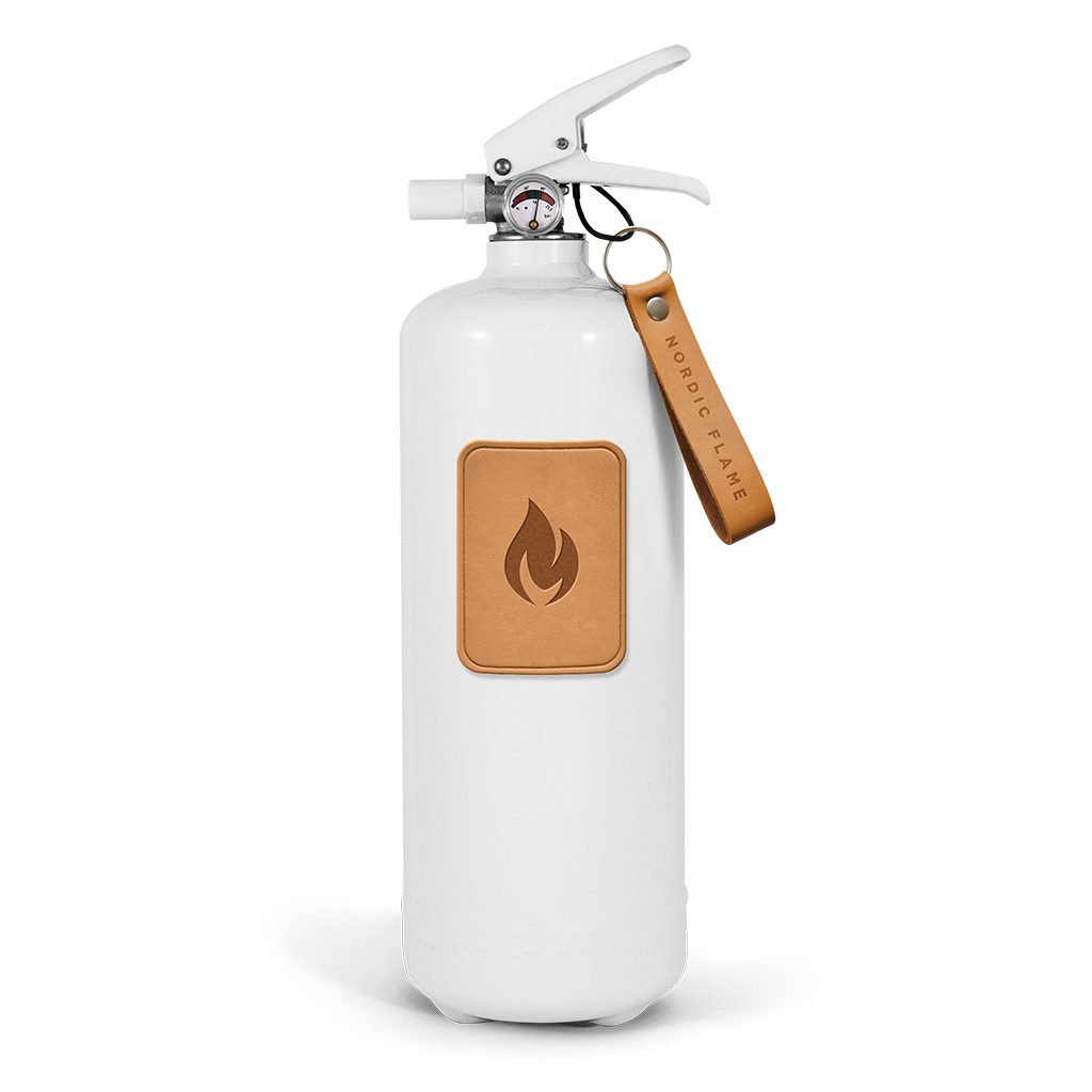 Nordic Flame Feuerlöscher 2 kg Weiß -  Hellbraunes Leder