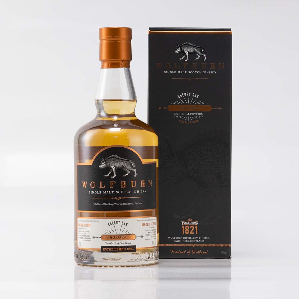 wolkenlosundheiter-Wolfburn AURORA Single Malt Scotch Whisky, Sherry Oak 46 % vol. 700 ml  Wolfburn Distillery   