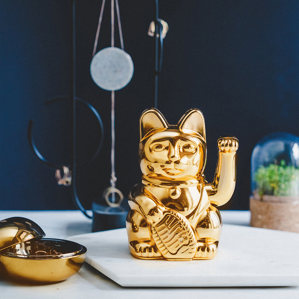 Lucky Cat Shiny Gold - Winkekatze in Geschenkdose "Gerechtigkeit" 15 cm