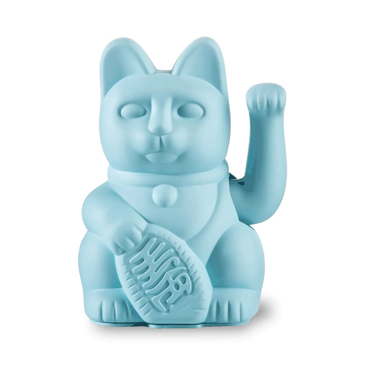 Lucky Cat Light Blue - Winkekatze "Zärtlichkeit" 15 cm