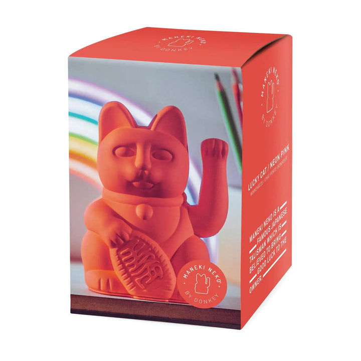 Lucky Cat Neon Orange - Winkekatze "Leidenschaft und Energie" 15 cm