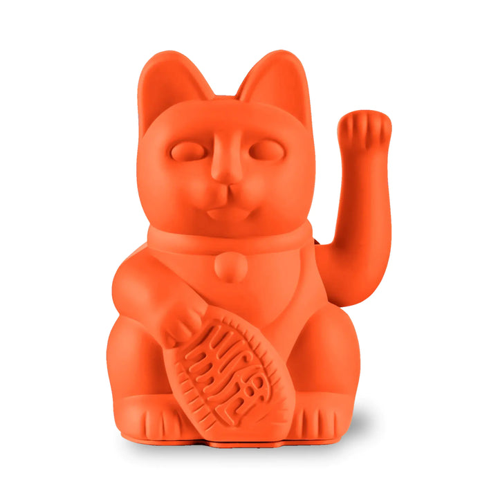 Lucky Cat Neon Orange - Winkekatze "Leidenschaft und Energie" 15 cm