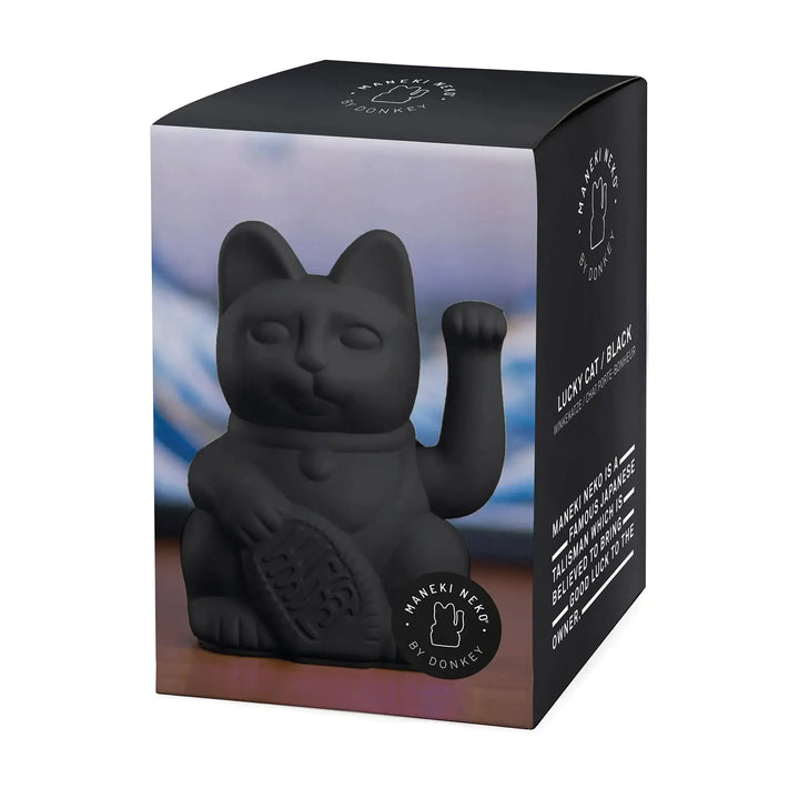 Lucky Cat Black - Winkekatze "Eleganz" 15 cm