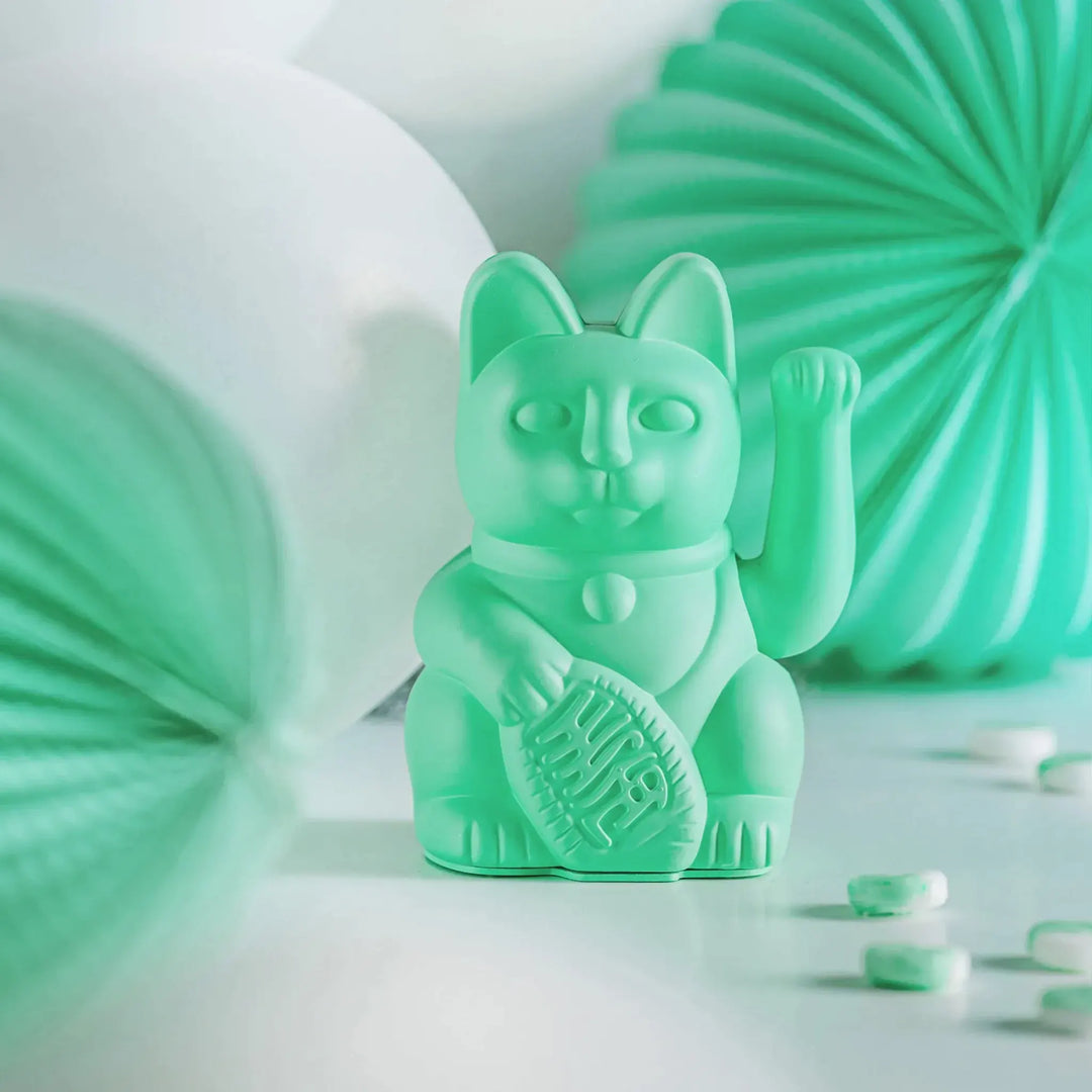 Lucky Cat Mint Green - Winkekatze "Gesundheit" 15 cm