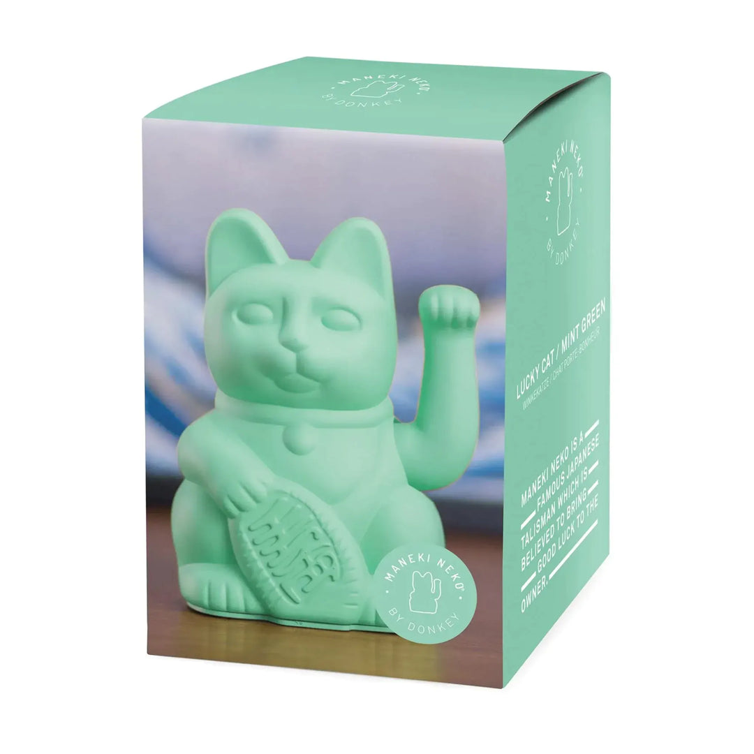 Lucky Cat Mint Green - Winkekatze "Gesundheit" 15 cm