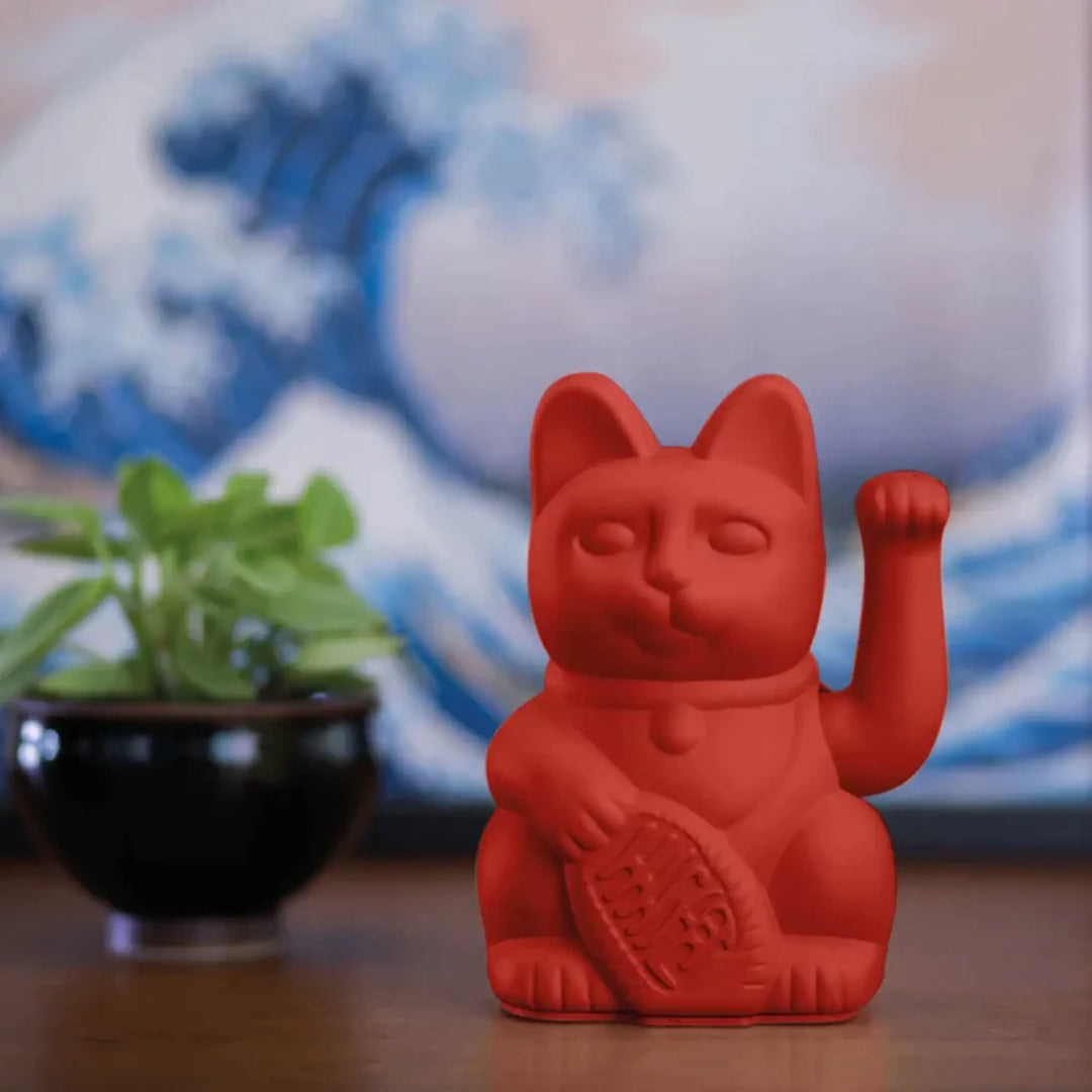 Lucky Cat Red - Winkekatze "Mut und Kraft" 15 cm