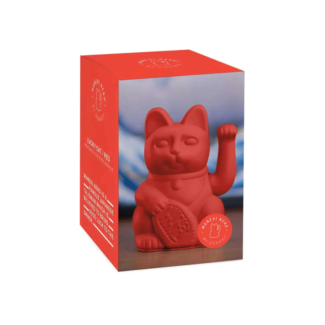 Lucky Cat Red - Winkekatze "Mut und Kraft" 15 cm