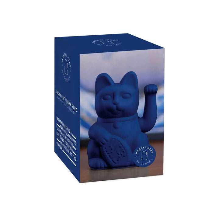 Lucky Cat Dark Blue - Winkekatze "Ehrlichkeit und Verlässlichkeit" 15 cm