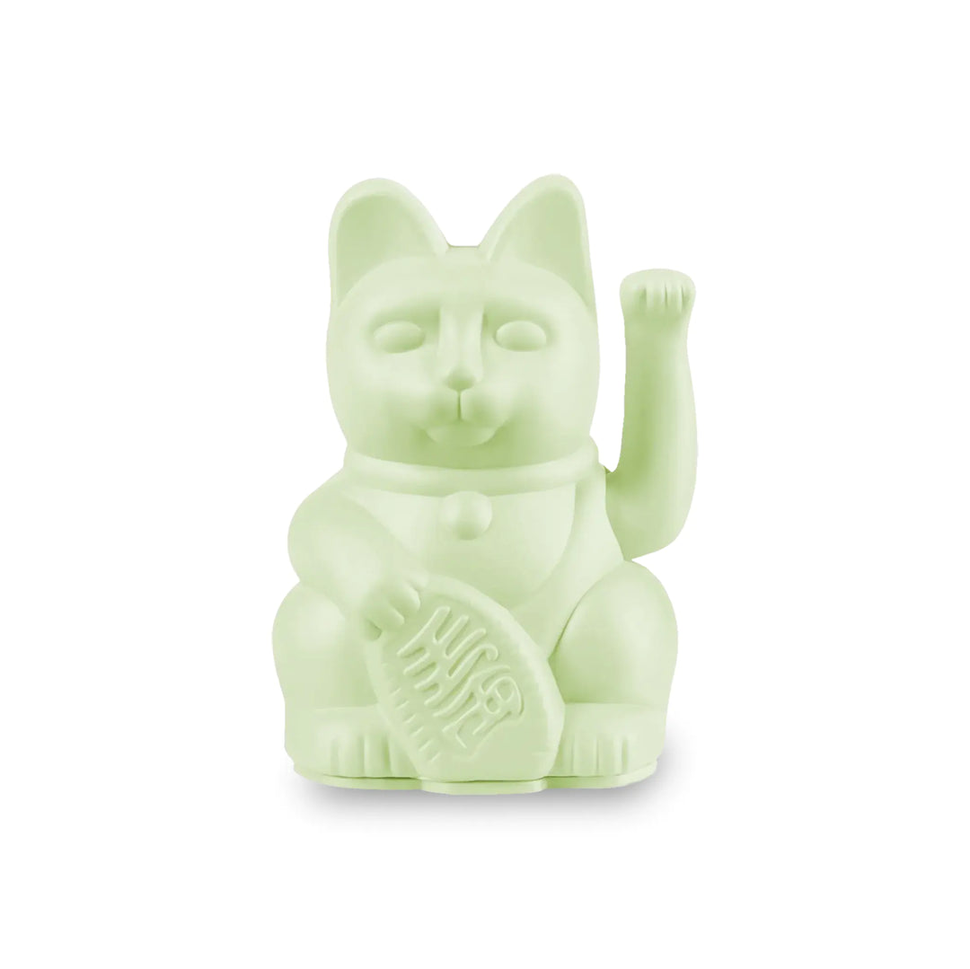 Lucky Cat mini Light Green - Winkekatze "Entspannung" 10 cm