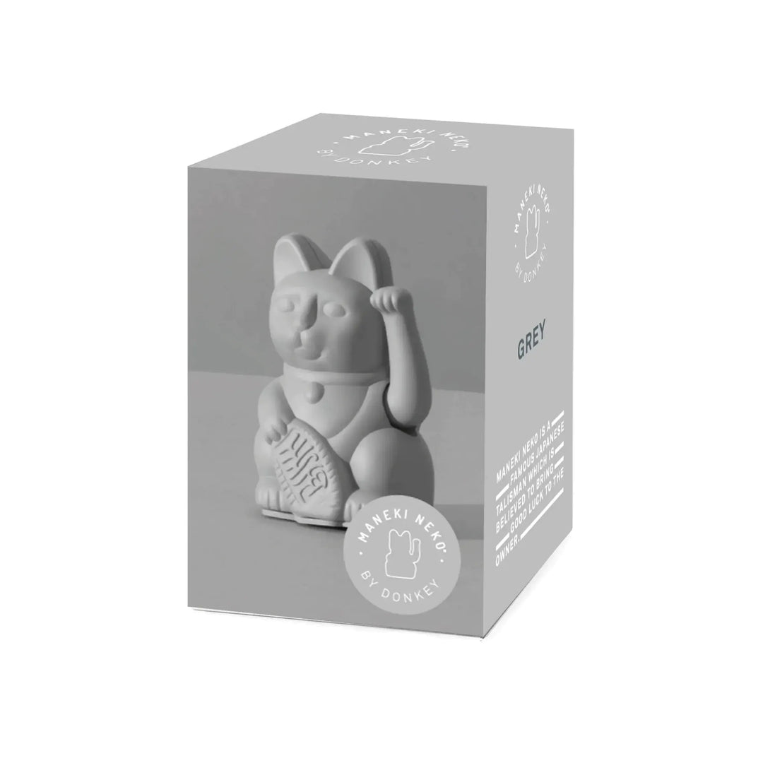 Lucky Cat mini Grey - Winkekatze "Stabilität und Sicherheit" 10 cm