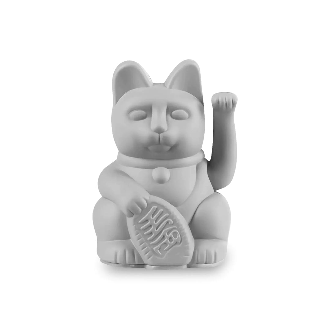 Lucky Cat mini Grey - Winkekatze "Stabilität und Sicherheit" 10 cm