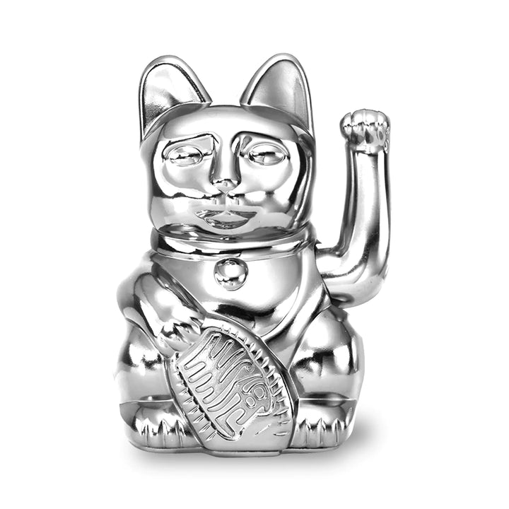 Lucky Cat Cosmic Shiny Silver "Mercury" - Winkekatze in Geschenkdose 15 cm