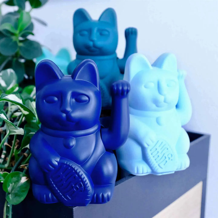 Lucky Cat Dark Blue - Winkekatze "Ehrlichkeit und Verlässlichkeit" 15 cm